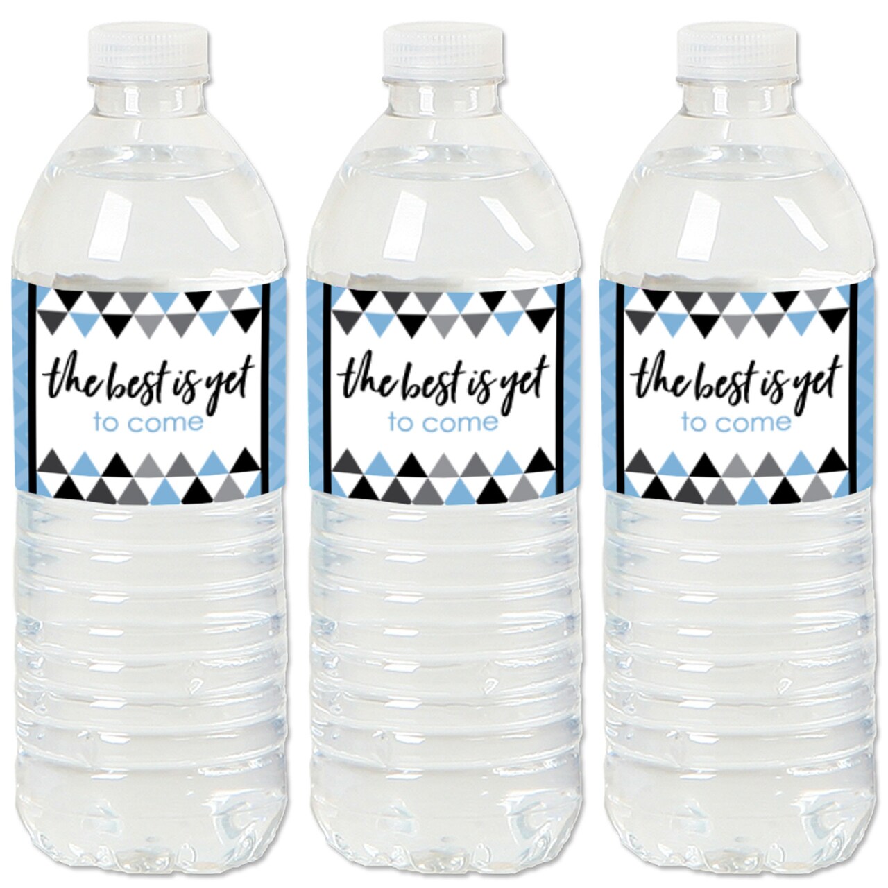 Big Dot of Happiness Light Blue Graduation Party Water Bottle Sticker Labels - Set of 20